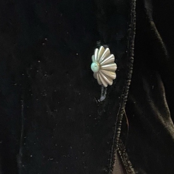 Double D Ranch heavily embellished black velvet duster jacket with red suede - Picture 8 of 14